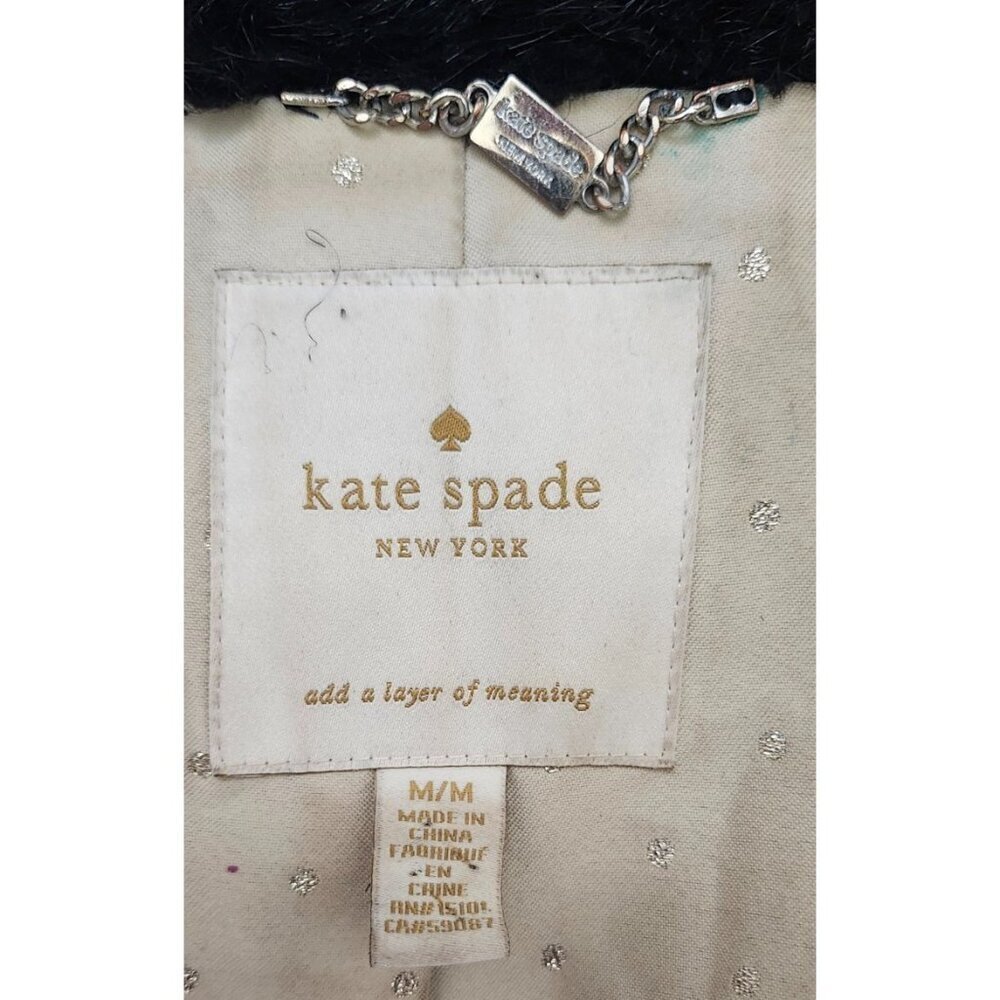 Kate Spade New York Faux Fur Coat Women’s M Elegant Textured Plush Winter Jacket - Picture 10 of 14